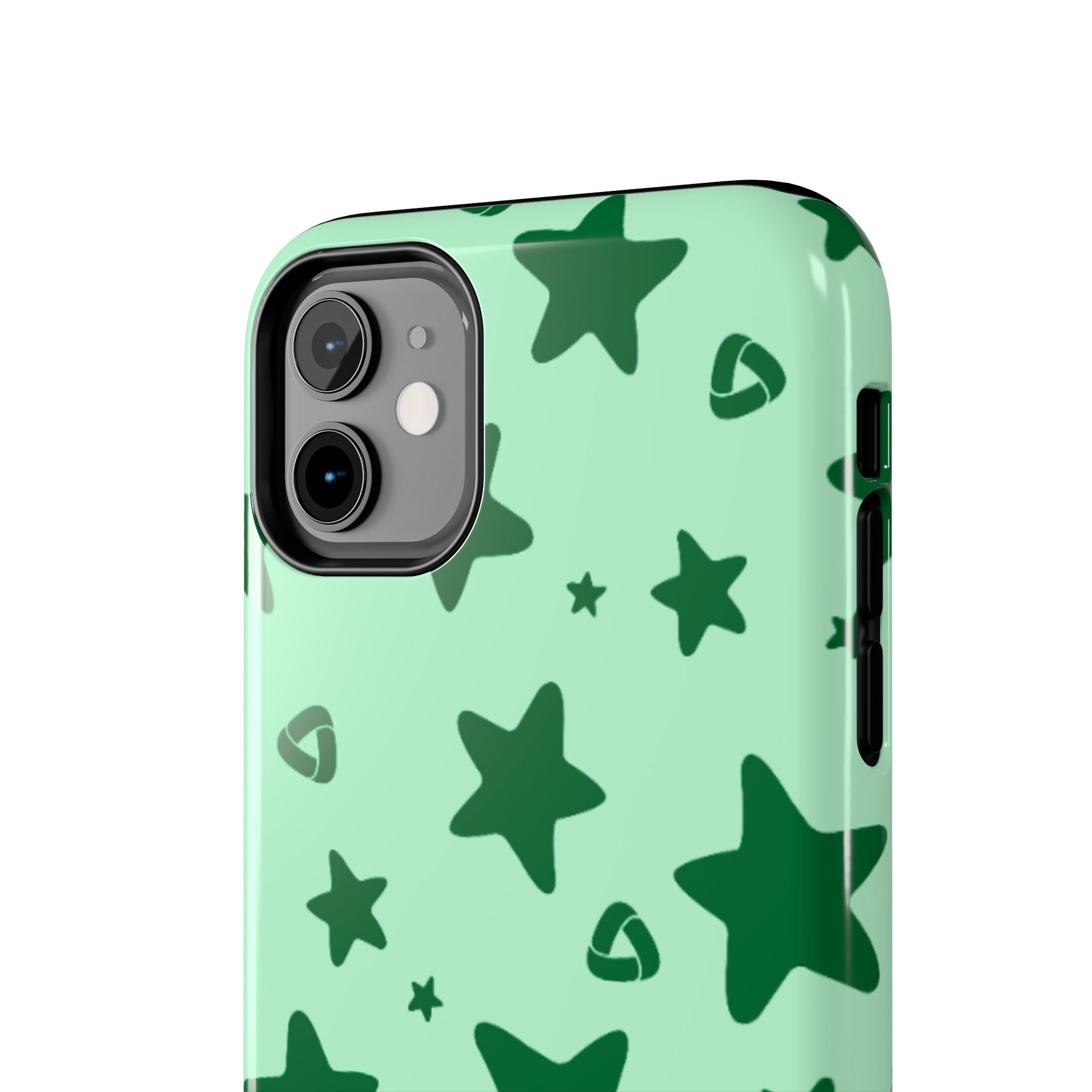 Green Star Pattern Tough Phone Case — Protective Mint & Dark-Green Star Design