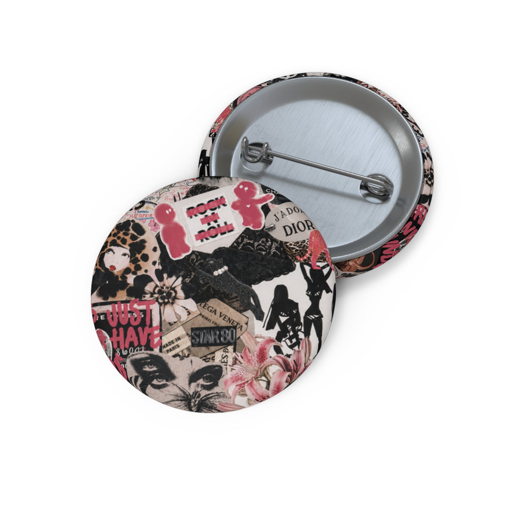 Collage Fashion Pin Button — Vintage Glam DIY Customizable Badge