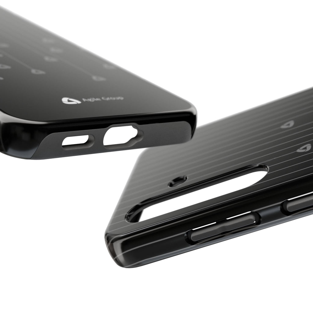 Tough Phone Case — Minimal Black Droplet Pattern, Protective Gloss Finish