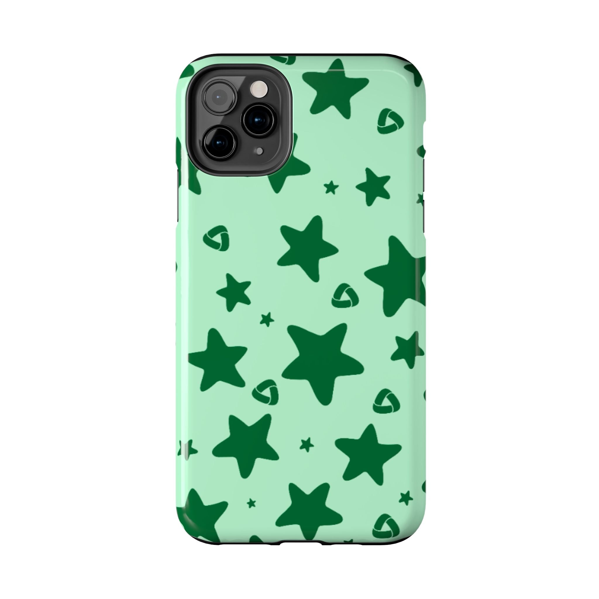 Green Star Pattern Tough Phone Case — Protective Mint & Dark-Green Star Design