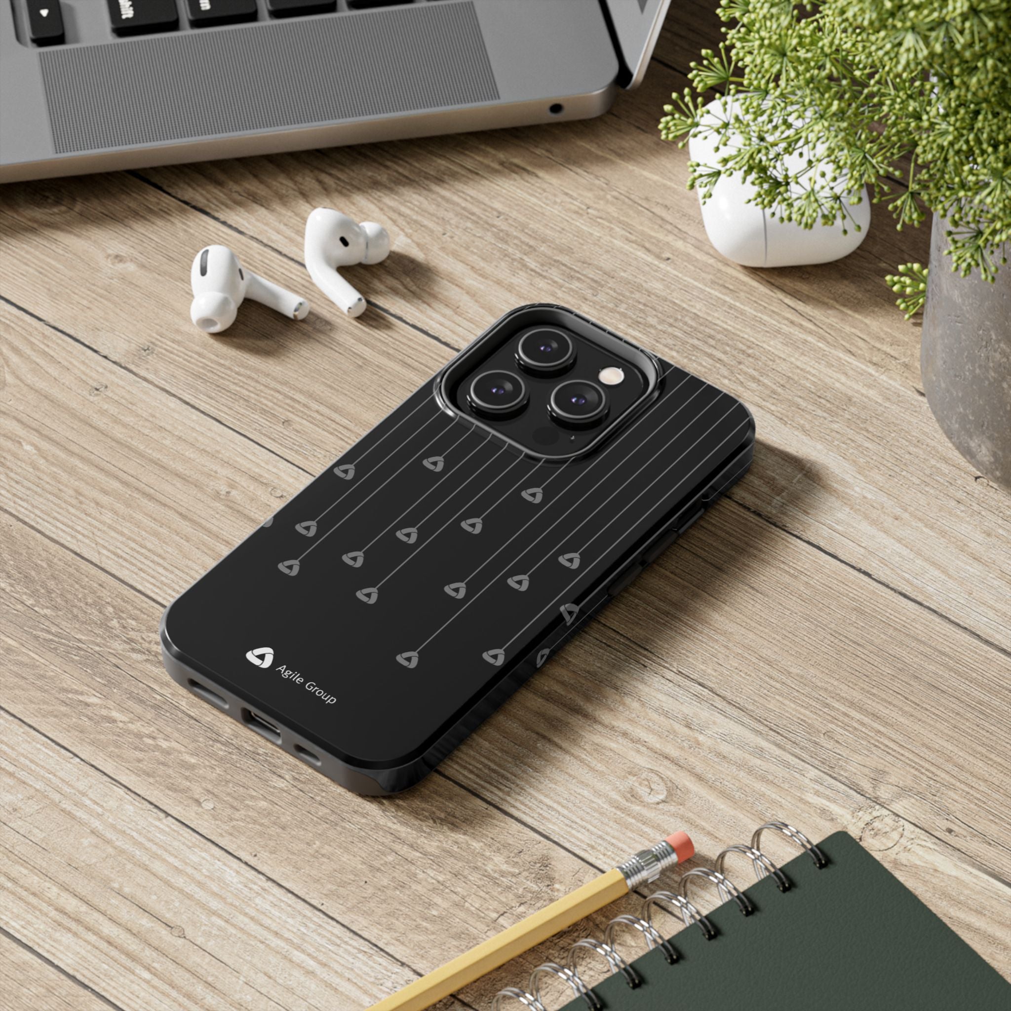 Tough Phone Case — Minimal Black Droplet Pattern, Protective Gloss Finish