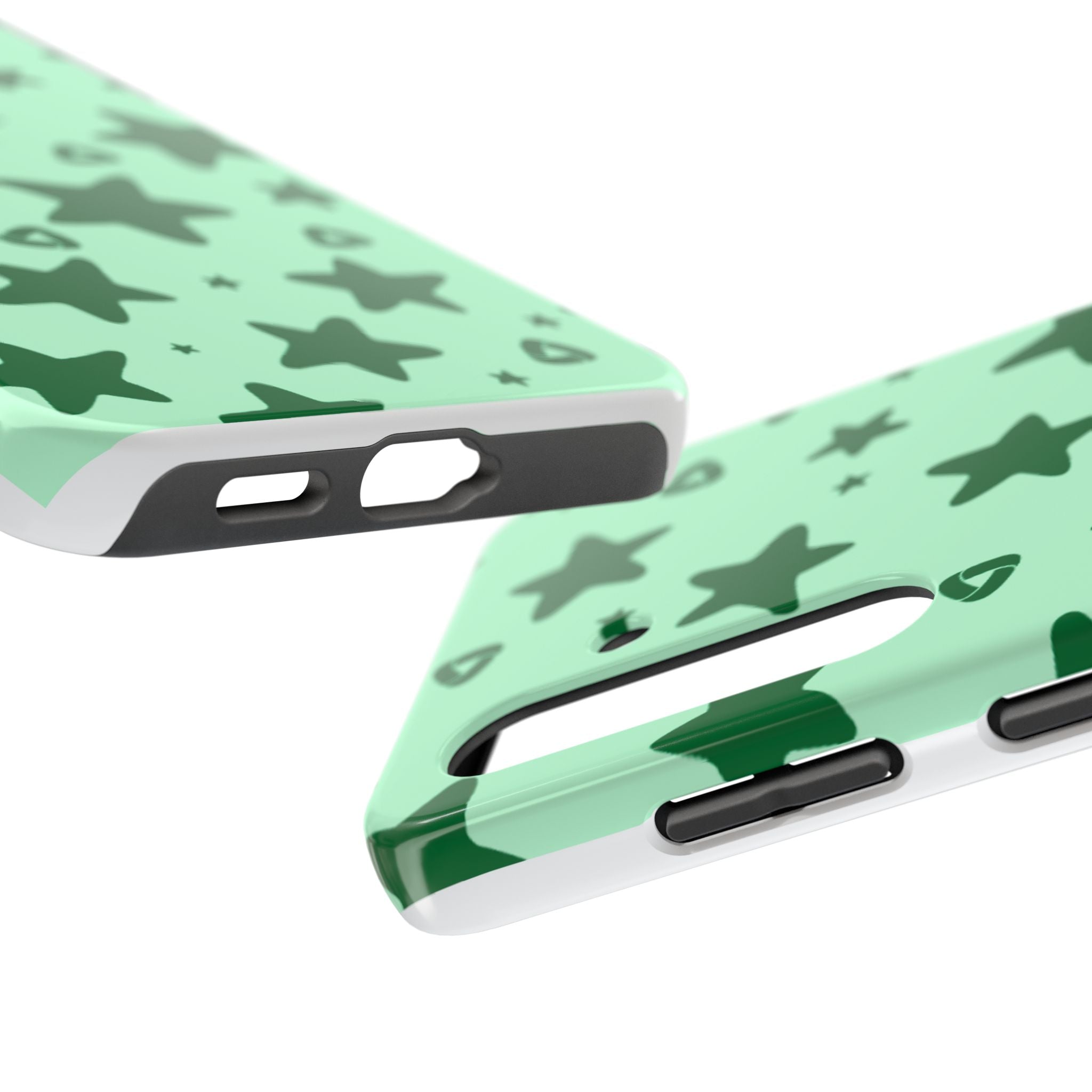 Green Star Pattern Tough Phone Case — Protective Mint & Dark-Green Star Design