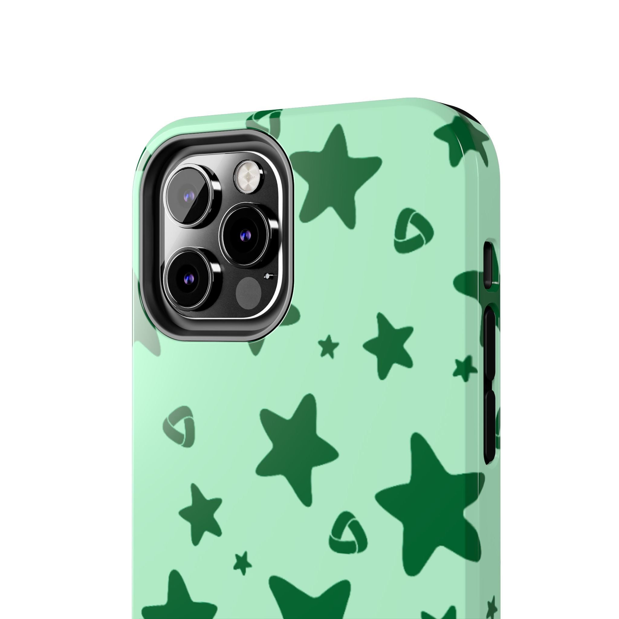 Green Star Pattern Tough Phone Case — Protective Mint & Dark-Green Star Design
