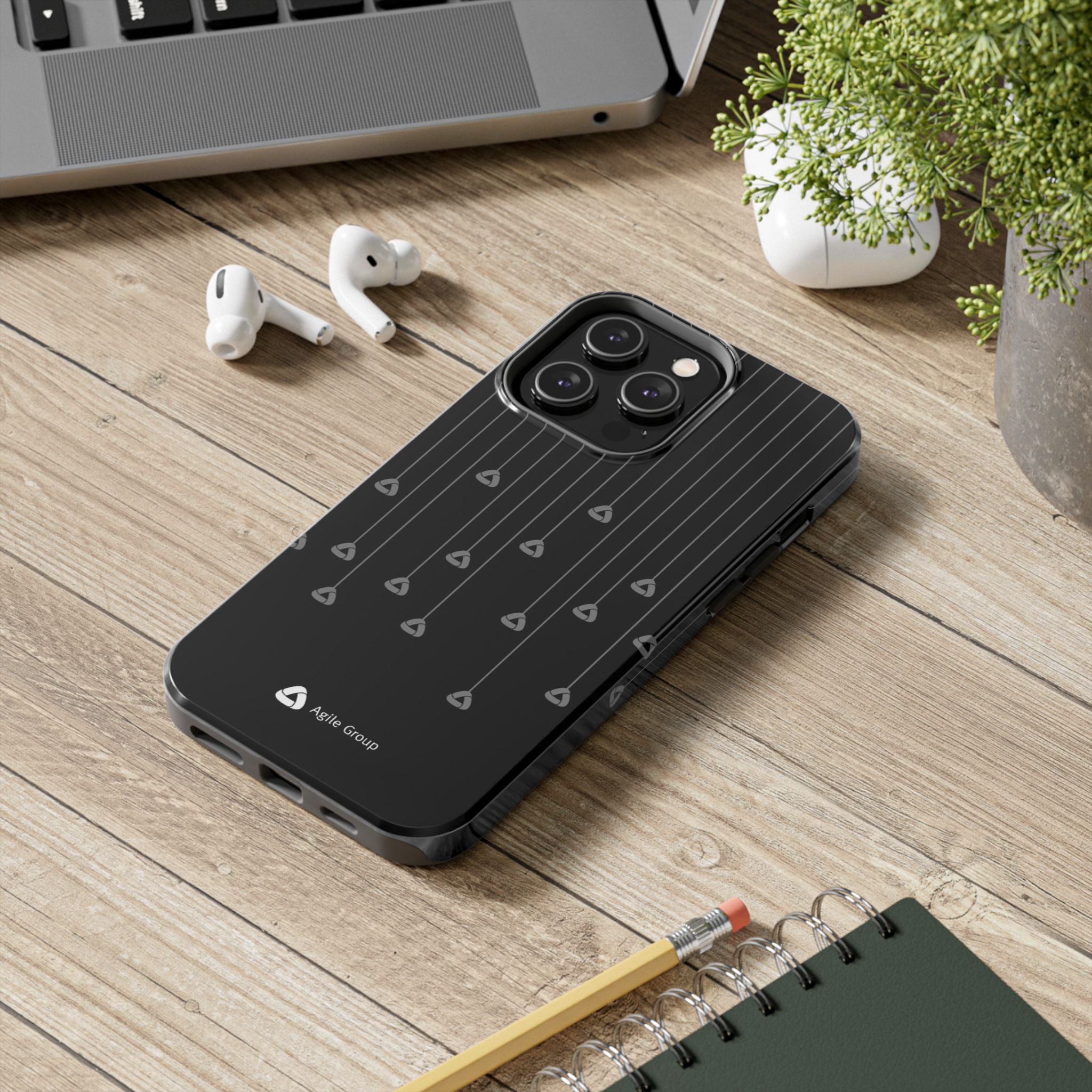 Tough Phone Case — Minimal Black Droplet Pattern, Protective Gloss Finish