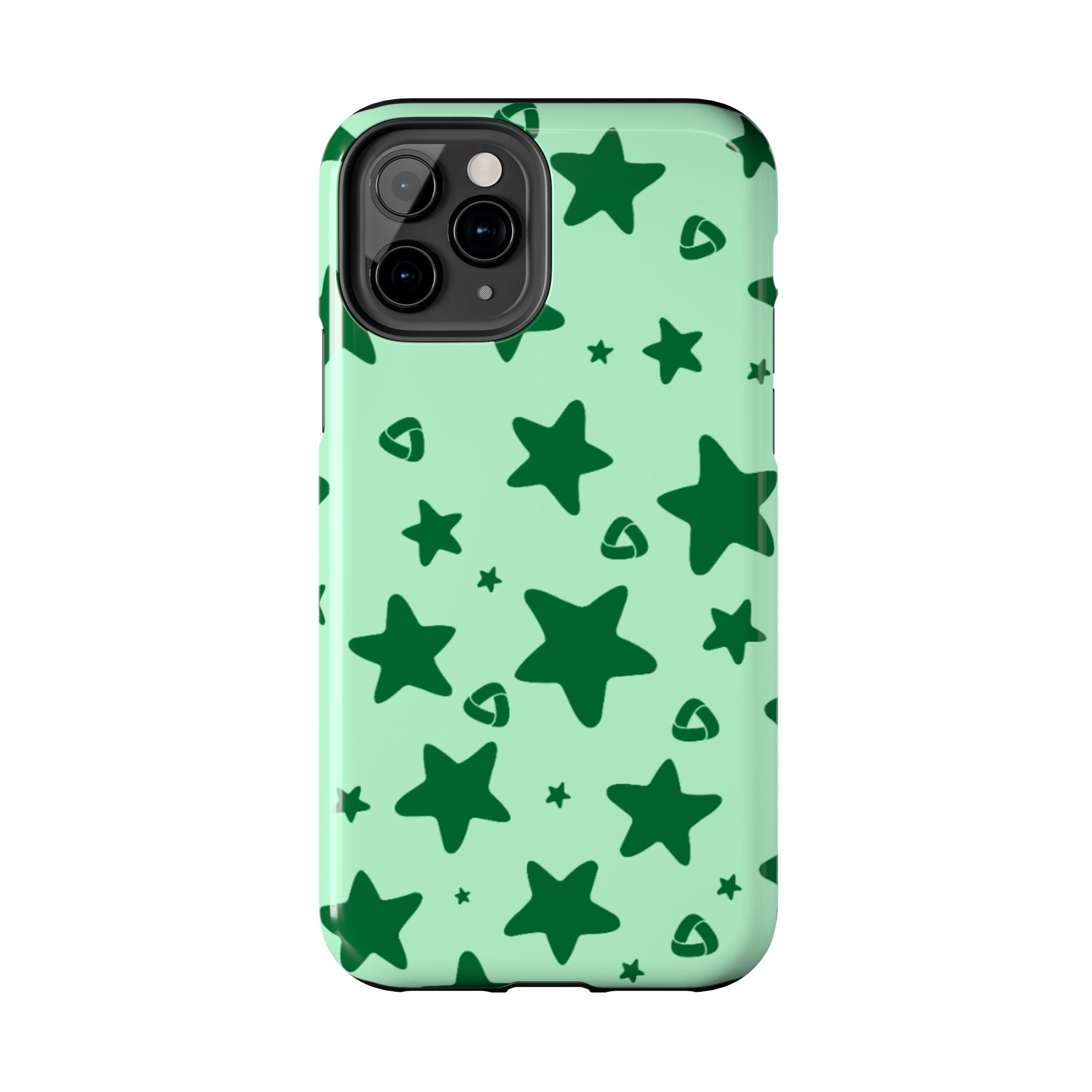 Green Star Pattern Tough Phone Case — Protective Mint & Dark-Green Star Design