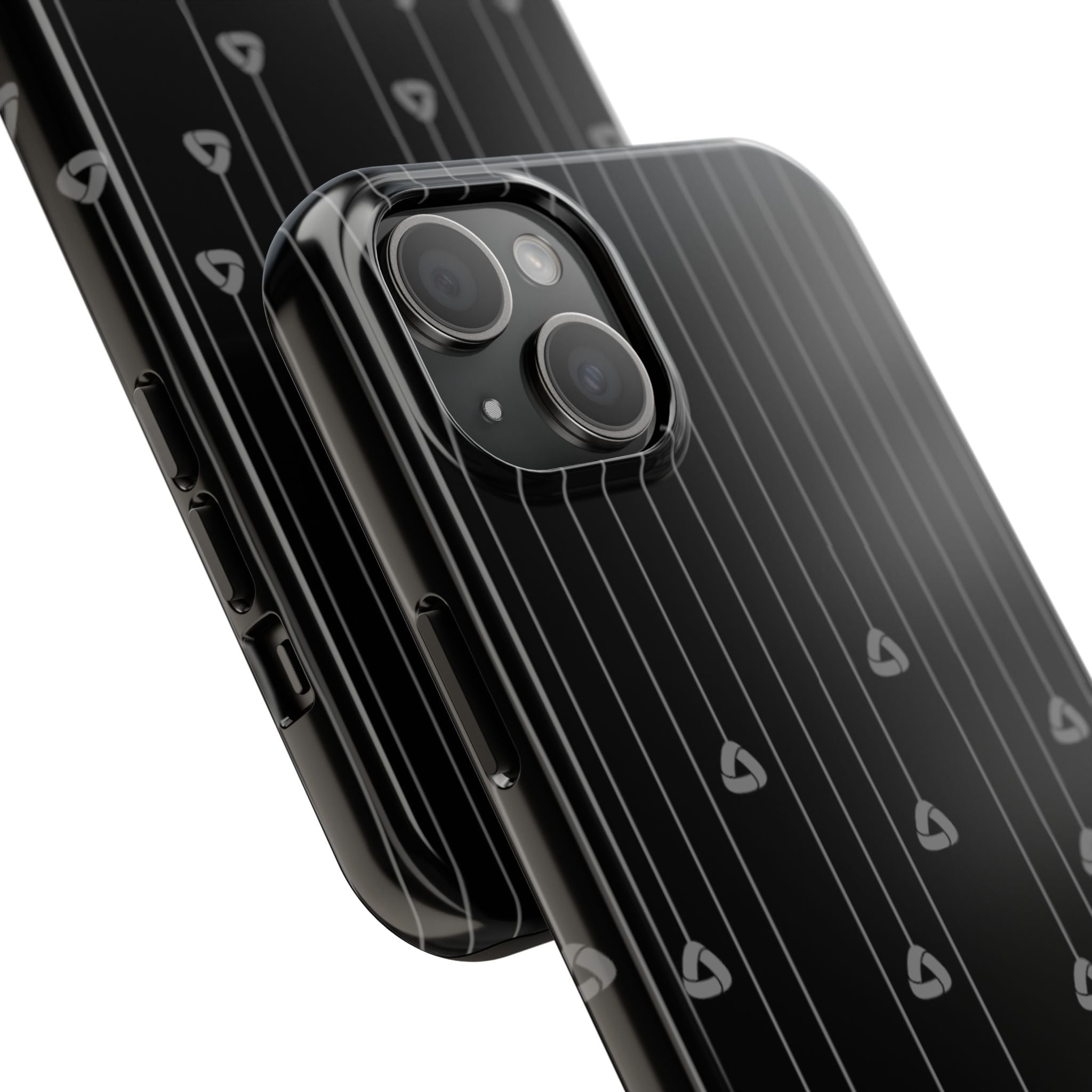 Tough Phone Case — Minimal Black Droplet Pattern, Protective Gloss Finish