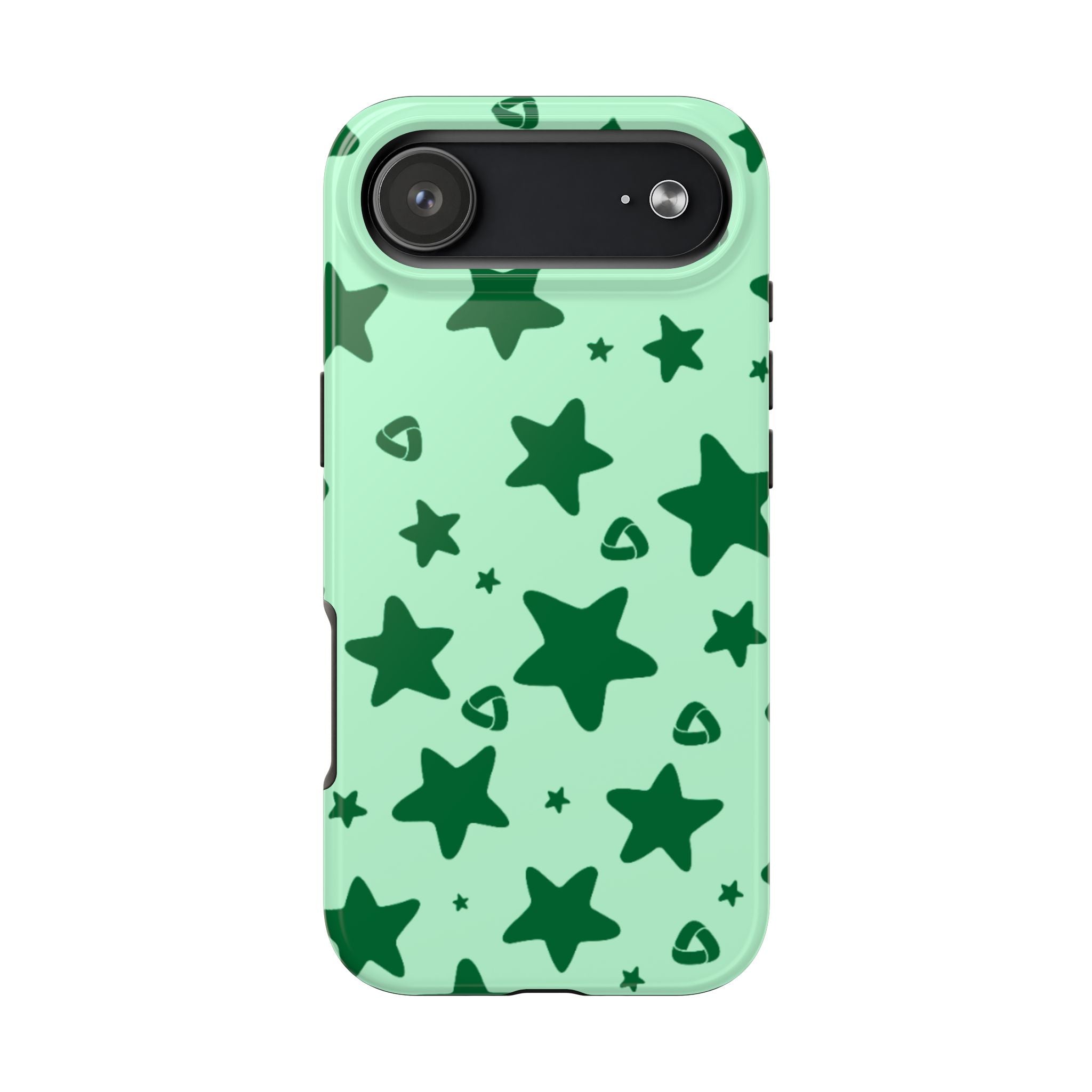 Green Star Pattern Tough Phone Case — Protective Mint & Dark-Green Star Design