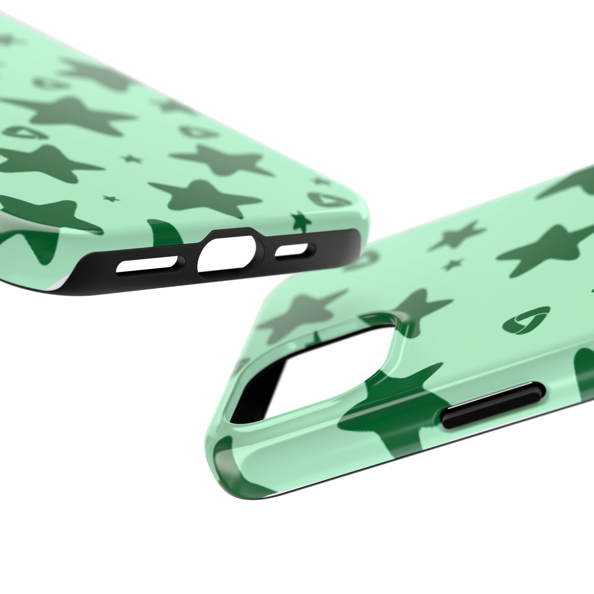 Green Star Pattern Tough Phone Case — Protective Mint & Dark-Green Star Design