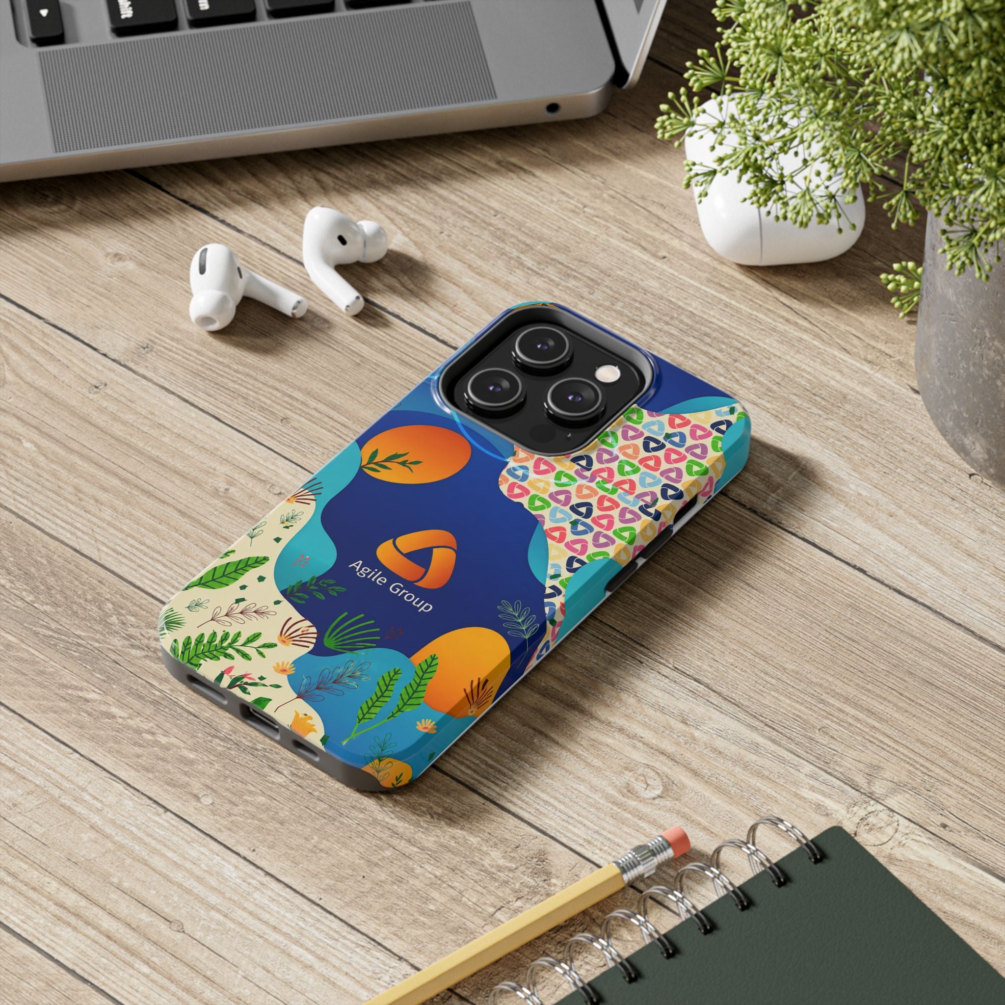 Agile Group Branded Tough Phone Case — Colorful Botanical Logo Design
