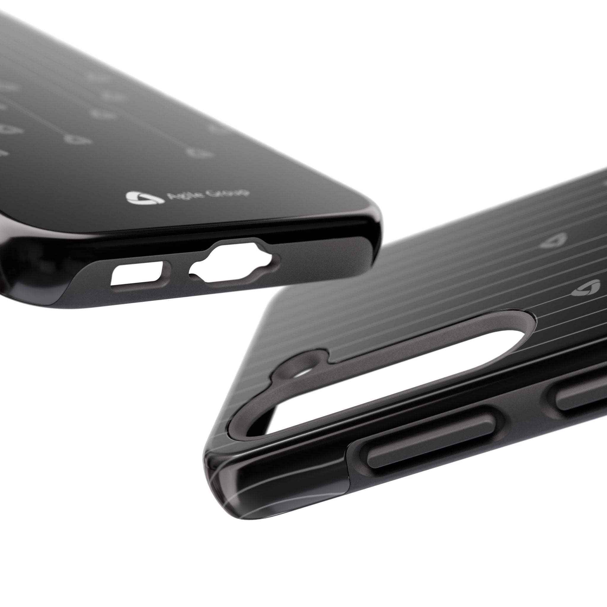 Tough Phone Case — Minimal Black Droplet Pattern, Protective Gloss Finish