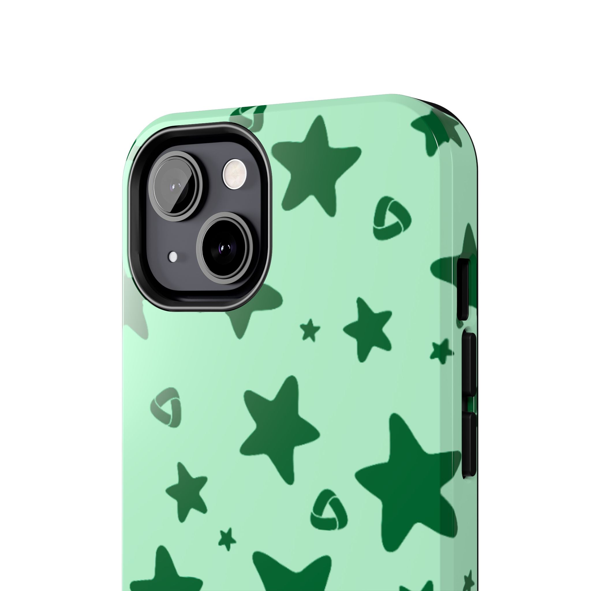 Green Star Pattern Tough Phone Case — Protective Mint & Dark-Green Star Design