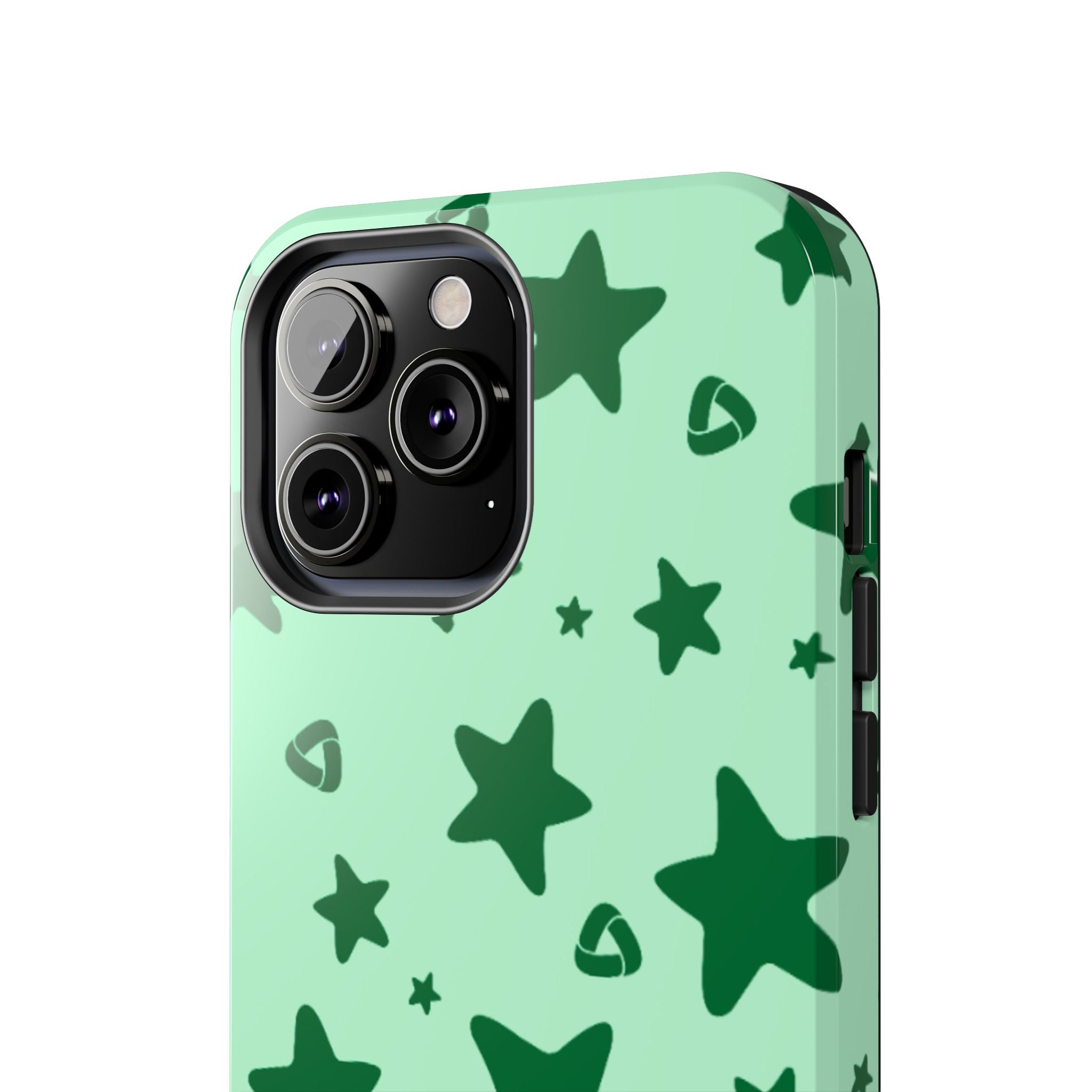Green Star Pattern Tough Phone Case — Protective Mint & Dark-Green Star Design