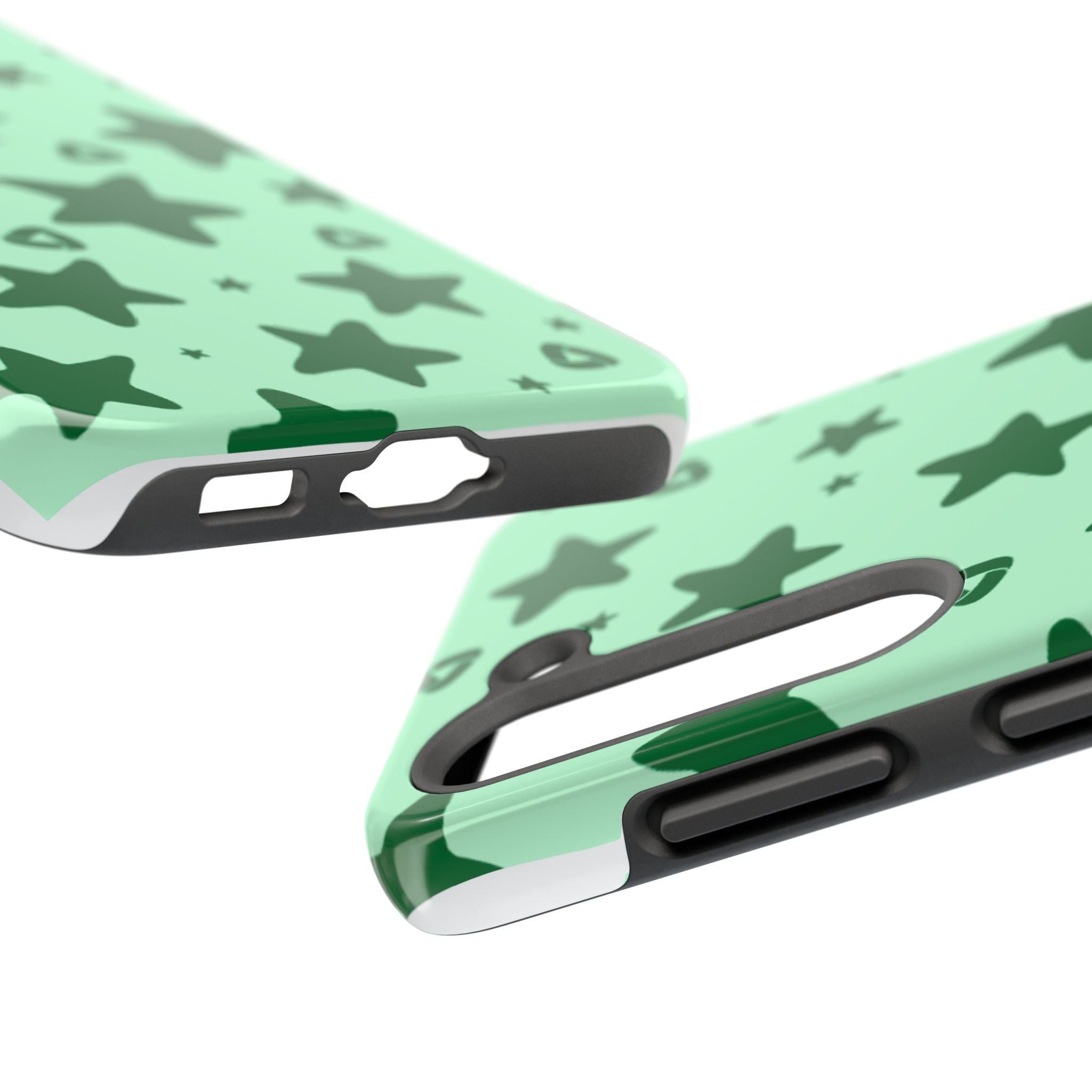 Green Star Pattern Tough Phone Case — Protective Mint & Dark-Green Star Design