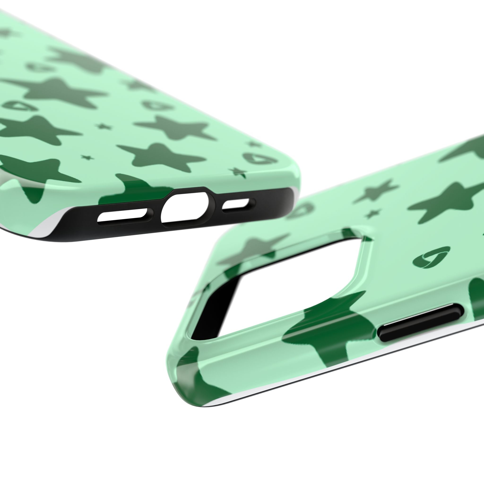 Green Star Pattern Tough Phone Case — Protective Mint & Dark-Green Star Design