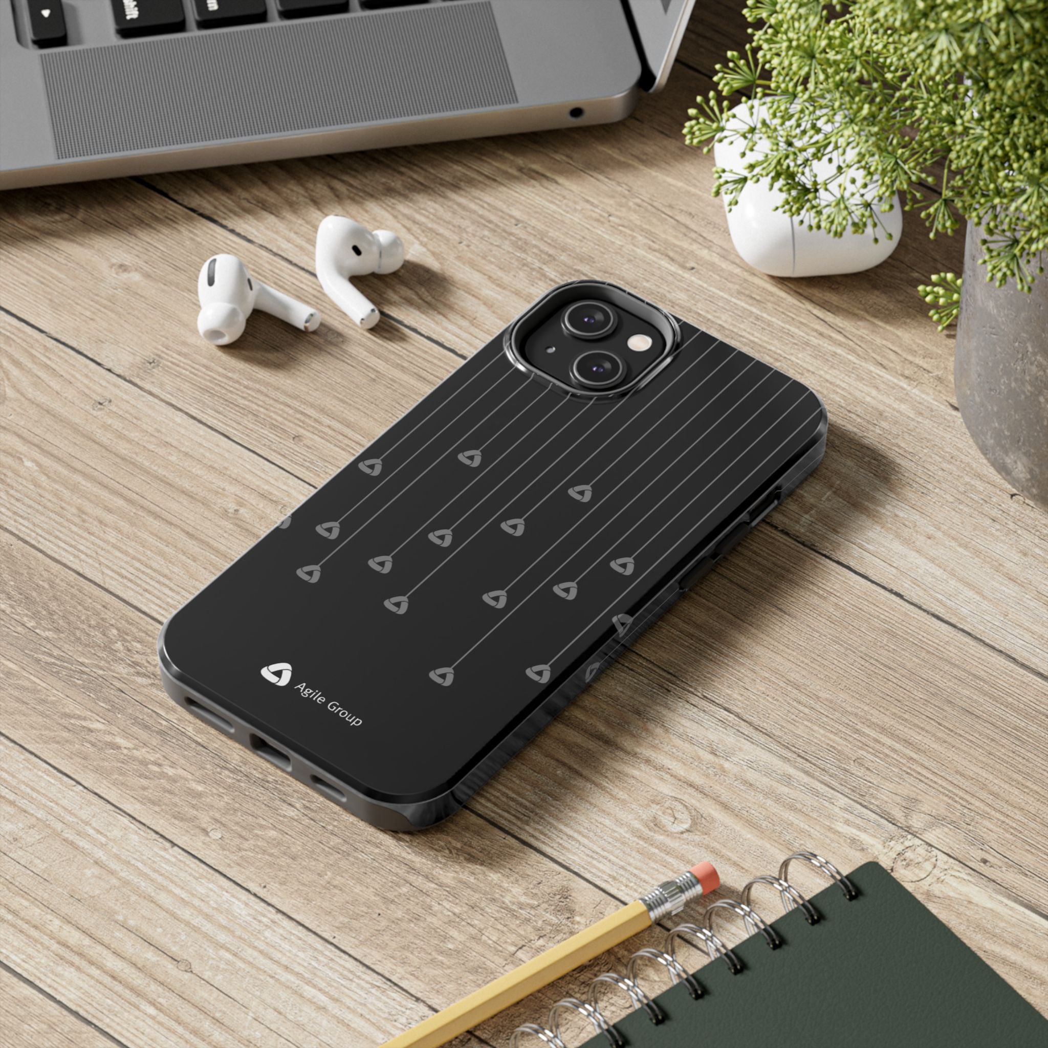Tough Phone Case — Minimal Black Droplet Pattern, Protective Gloss Finish