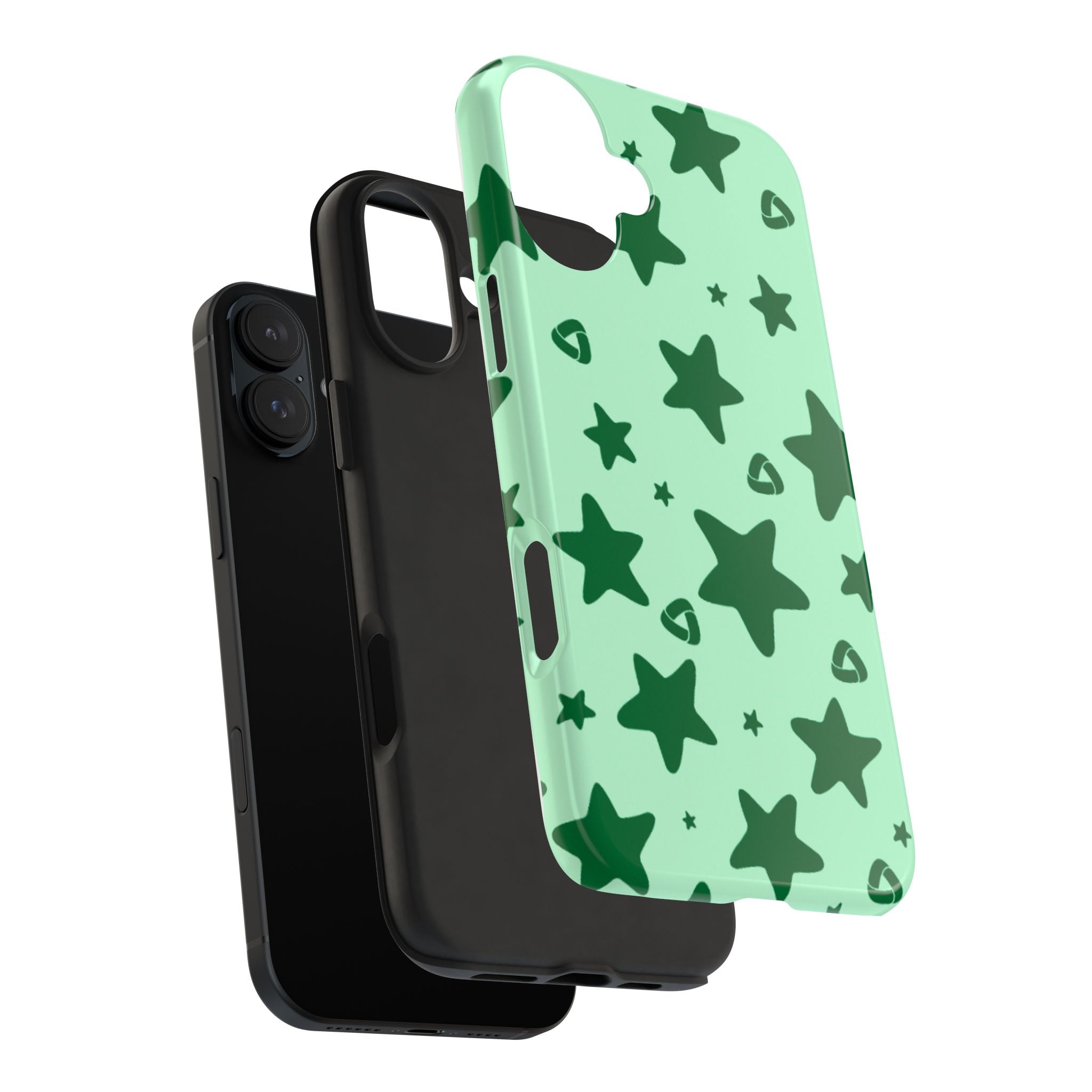 Green Star Pattern Tough Phone Case — Protective Mint & Dark-Green Star Design