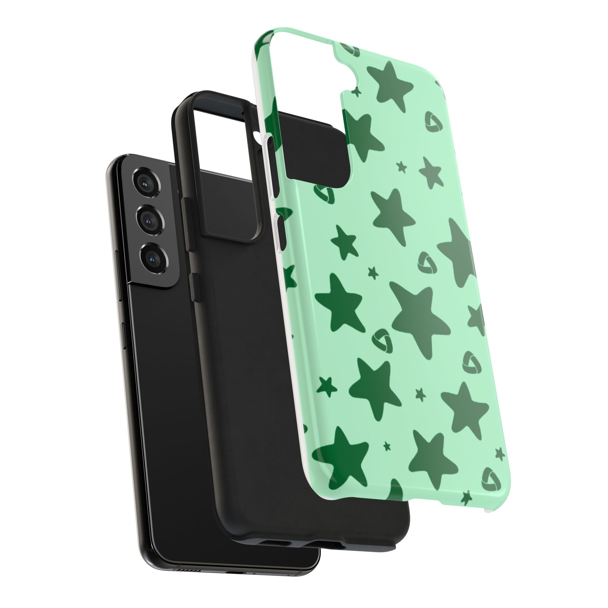 Green Star Pattern Tough Phone Case — Protective Mint & Dark-Green Star Design